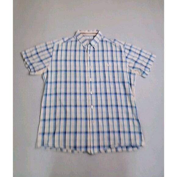 Kuhl Shirt Mens XL Blue Tan Plaid Lightweight Hiking Outdoors Dad Short Sleeve - Picture 1 of 13